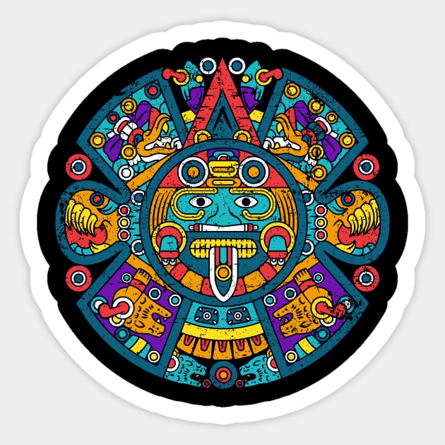 Aztec Calendar - Colorful Design Sticker by verde